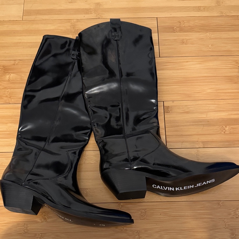 Calvin Klein Jeans Glossy Black Women's Boots